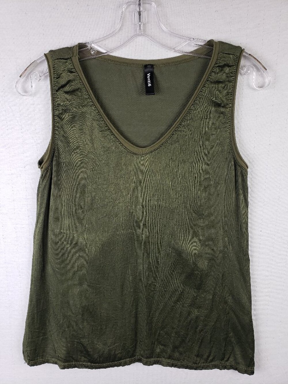 Venti6 Made in Italy Tank Top Olive Green Viscose size M